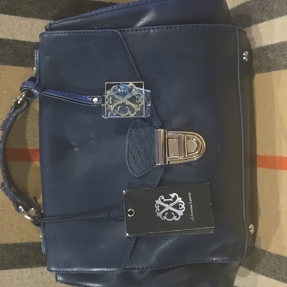 Christian Lacroix Blue Leather Purse With Shoulder Strap NWT - Picture 1 of 8